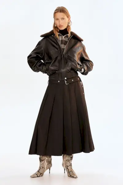 Belted Pleated Skirt