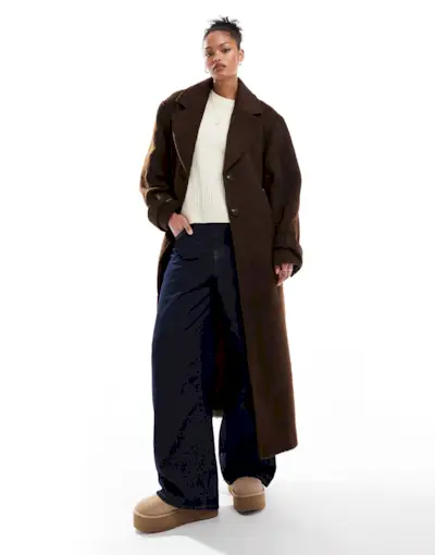 Asos Design Tall Half and Half Formal Coat in Mushroom Brown
