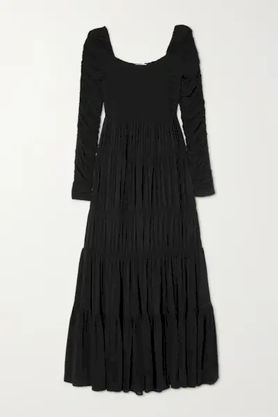 La Ligne + Mary Alice Smocked Tiered Stretch-Jersey Maxi Dress