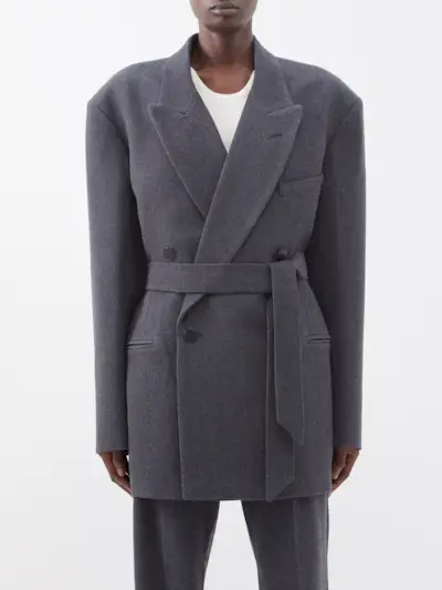 Raey + Exaggerated-Shoulder Wool-Blend Tux Blazer