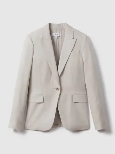 Single Breasted Suit Blazer With Tencel™ Fibers in Light Grey