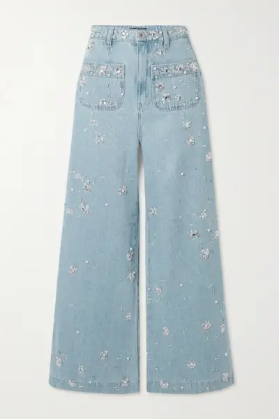 Patbo + Embellished Wide-Leg Jeans