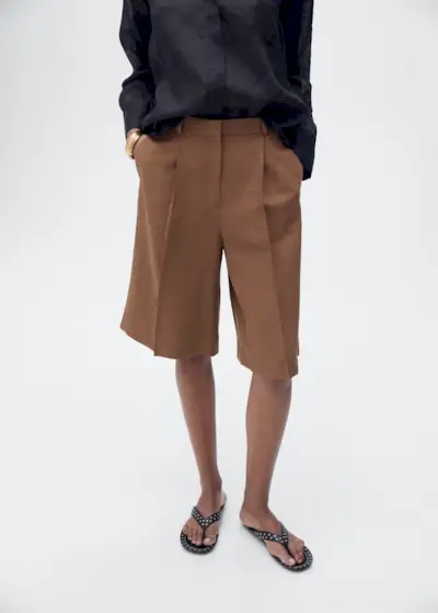 MANGO, Linen-Blend Suit Bermuda Shorts