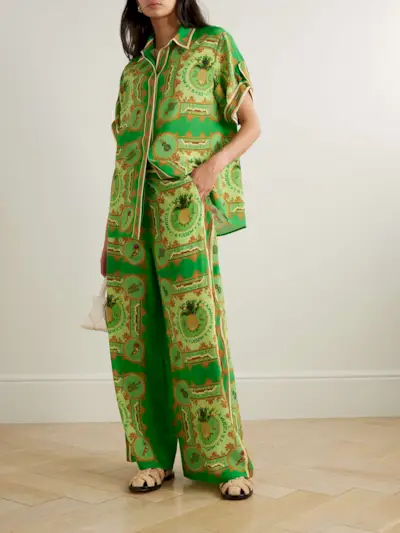 La Musica Printed Silk Crepe De Chine Shirt