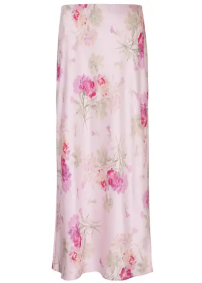 LoveShackFancy, Castle floral-print silk midi skirt