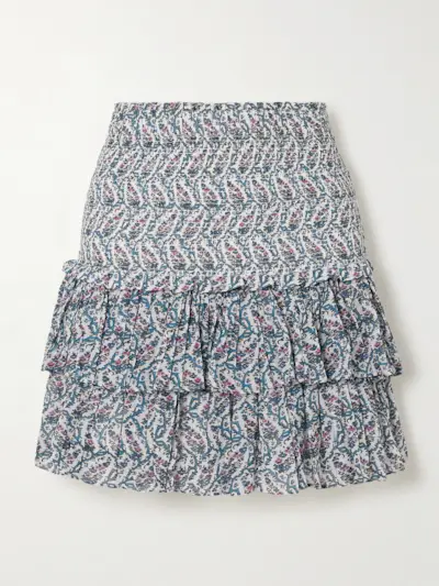 Naomi Tiered Shirred Floral-Print Cotton-Voile Mini Skirt