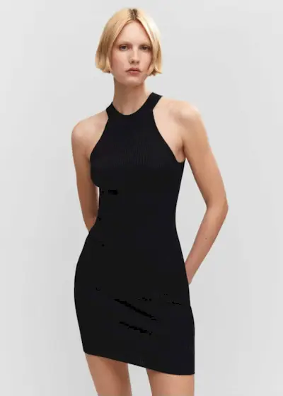 Mango + Halter-Neck Knitted Dress
