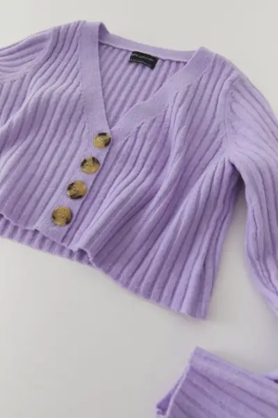 Urban Outfitters + Rose Ribbed Cropped Cardigan