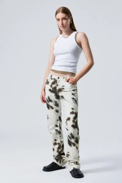 Low Cow Printed Twill Trousers