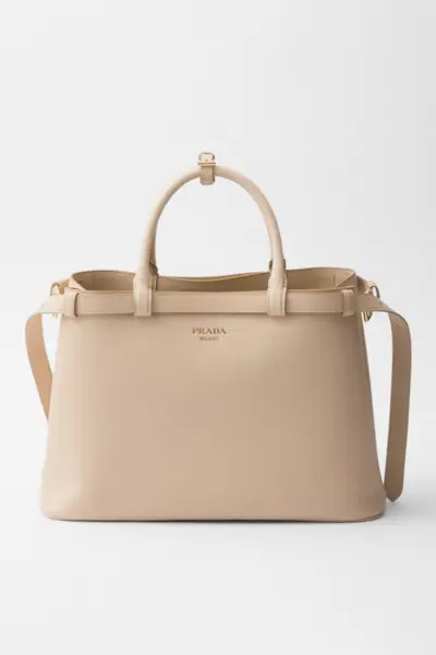 Prada Buckle medium leather handbag with double belt