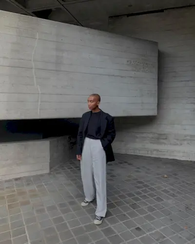 Marisa styles her Converse with tailored trousers, a relaxed-fit T-shirt and blazer.