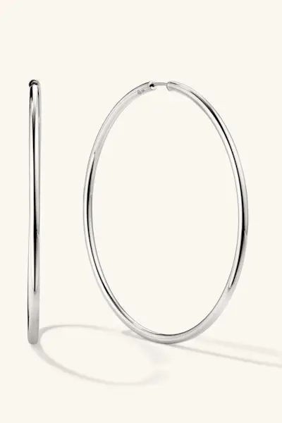 Tube Oversized Sterling Silver Hoop Earrings