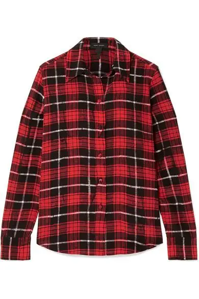 Marc Jacobs + Plaid Silk Crepe De Chine Shirt