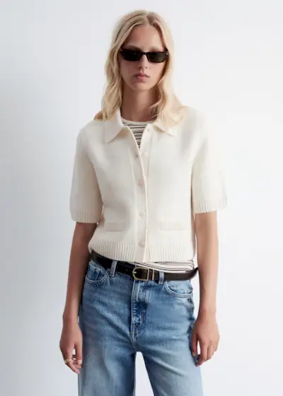 Knitted Short-Sleeve Cardigan
