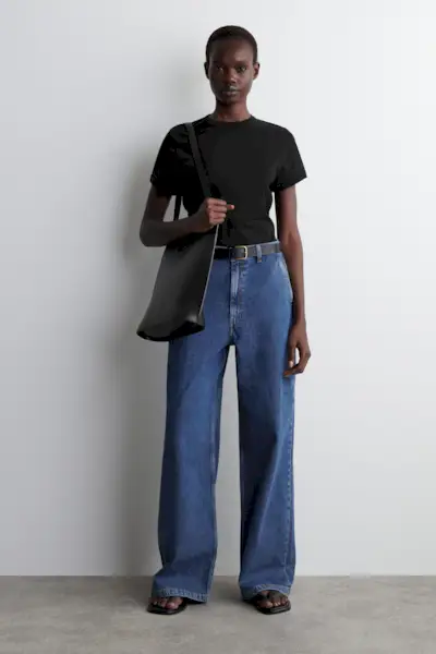 Wide-Leg Denim Trousers