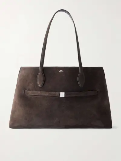 Lounge Large Leather-Trimmed Suede Tote
