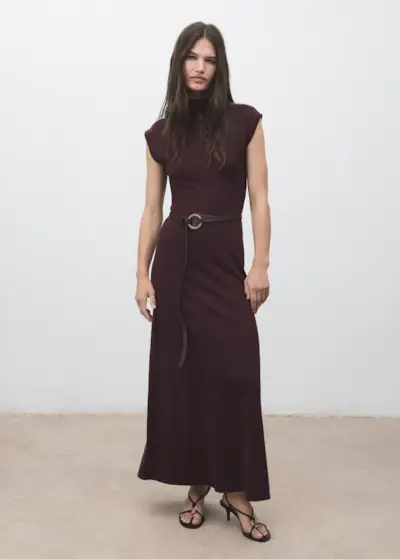 Perkins-Neck Knitted Dress - Women | Mango United Kingdom