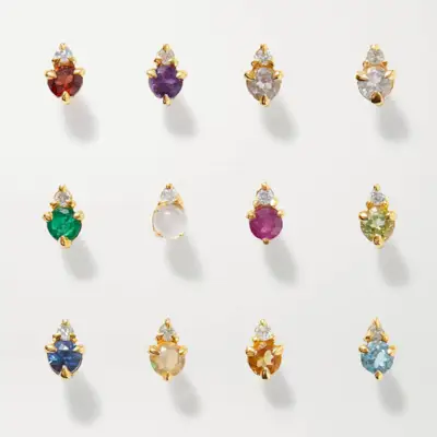 Stone and Strand + Birthstone Gold Multi-Stone Earring