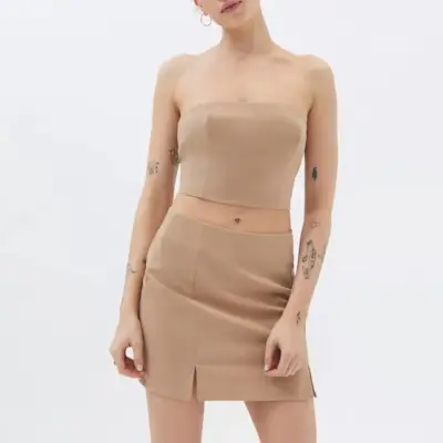 Motel + Shoki Lace-Up Strapless Top