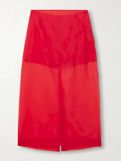 Peri Silk-Blend Organza Midi Skirt