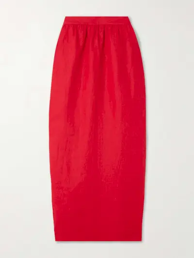 Bonnie Gathered Linen Midi Skirt