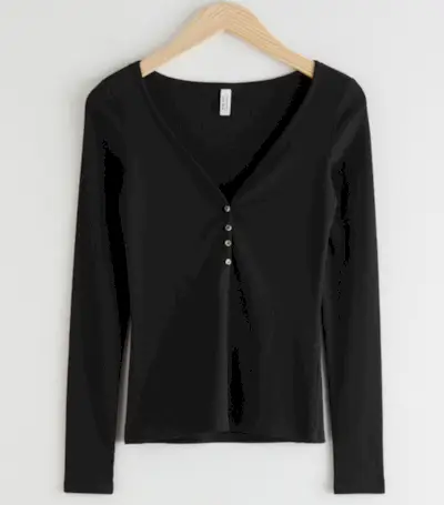 & Other Stories + Fitted Long Sleeve Button Top