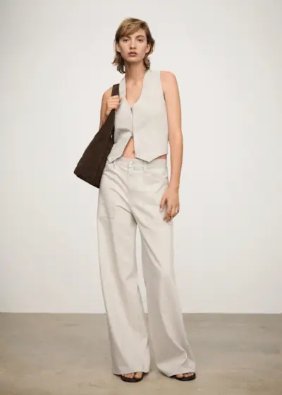 Striped Vest With Zip - Women | Mango Usa