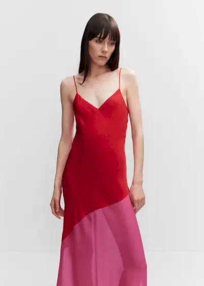 Mango + Asymmetrical Semi-Sheer Panel Dress