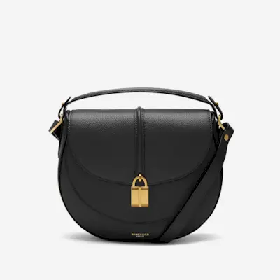 The Siena Saddle | Black Small Grain | Demellier