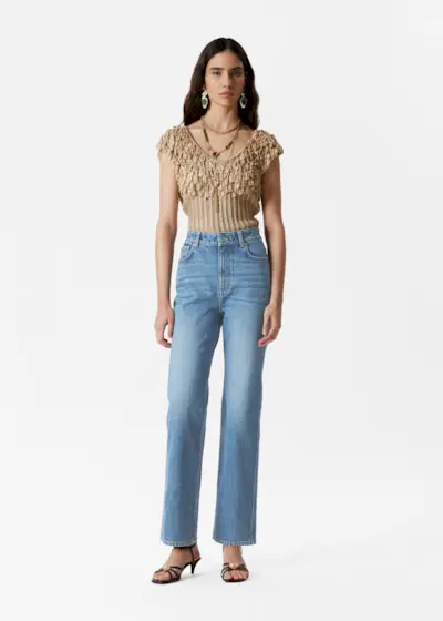 High-Waist Straight-Leg Jeans