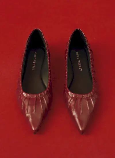 Arella Burgundy Patent Ballet Flat Shoes