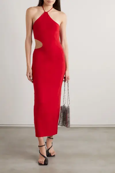 Reformation + Helio Cutout Chain-Embellished Dress