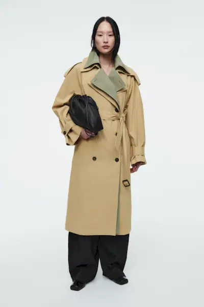 Layered Double-Breasted Trench Coat