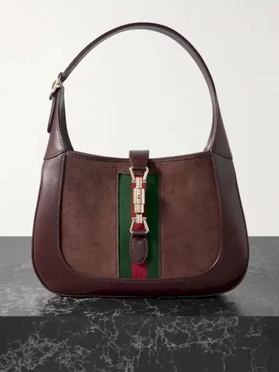 Jackie 1961 Webbing-Trimmed Suede and Leather Shoulder Bag