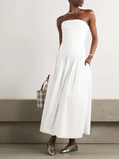 Strapless Organic Cotton-Poplin Maxi Dress