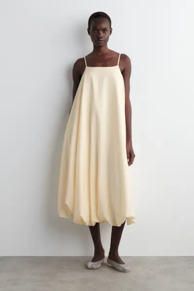 Bubble-Hem Midi Dress