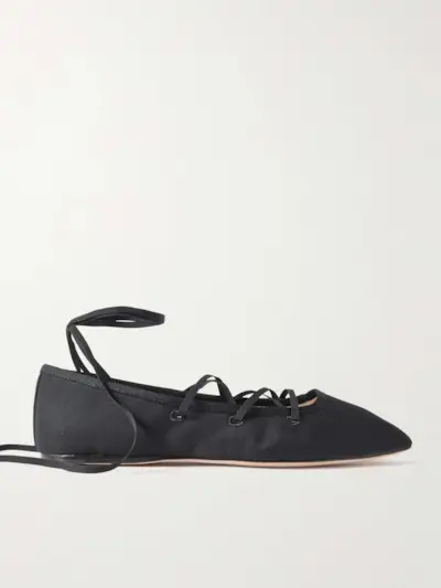 Louisa Lace-Up Faille Ballet Flats
