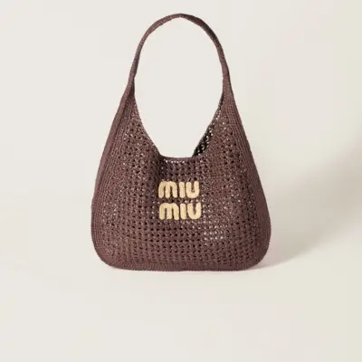 Raffia-Effect Woven Hobo Bag