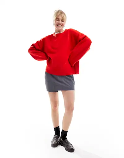 Asos Design + Boxy Crew Neck Sweater