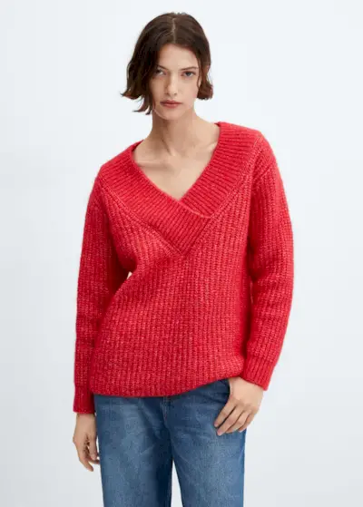 Mango + Chunky-Knit V-Neck Sweater