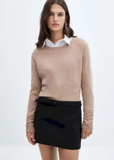 Mango + Straight Mini-Skirt With Belt