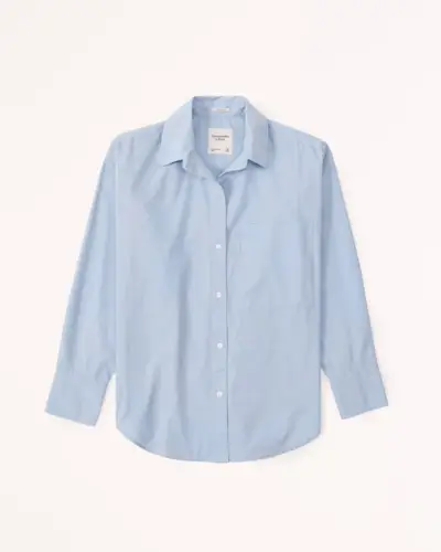Abercrombie & Fitch + Oversized Poplin Button-Up Shirt