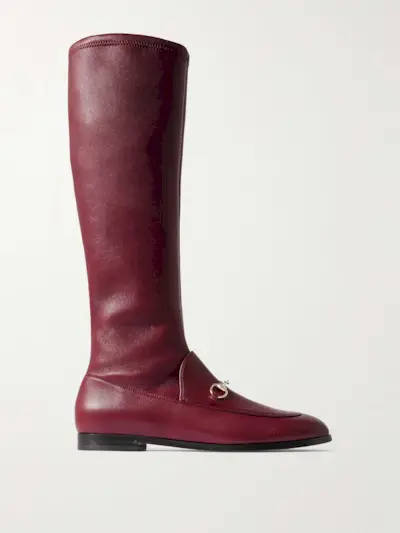 Jordaan Horsebit-Embellished Leather Knee Boots