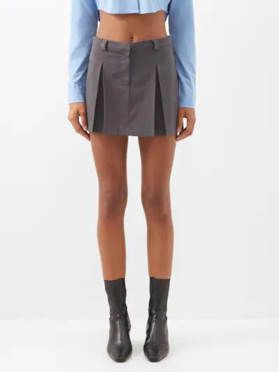 The Frankie Shop + Kitou Pleated Cotton Mini Skirt