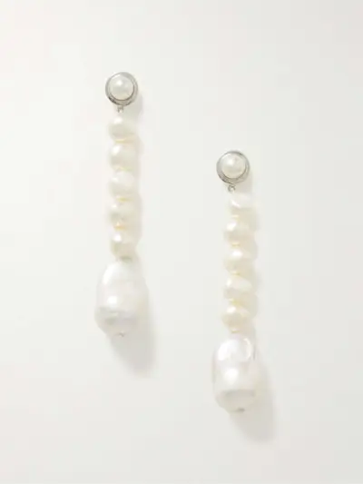 Emmanuel Recycled Silver Pearl Earrings