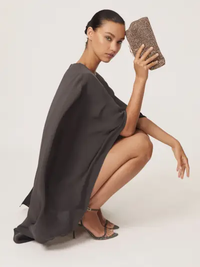 Embellished Clutch Bag in Chocolate