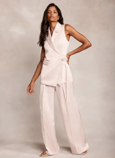 Pink Longline Wrap Waistcoat