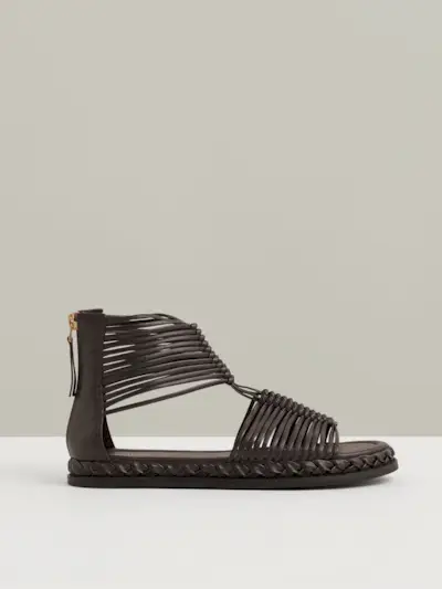 Leather Gladiator Sandals in Chocolate