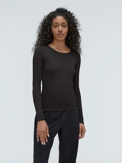 The Luxe Micro-Rib Long-Sleeve Crew
