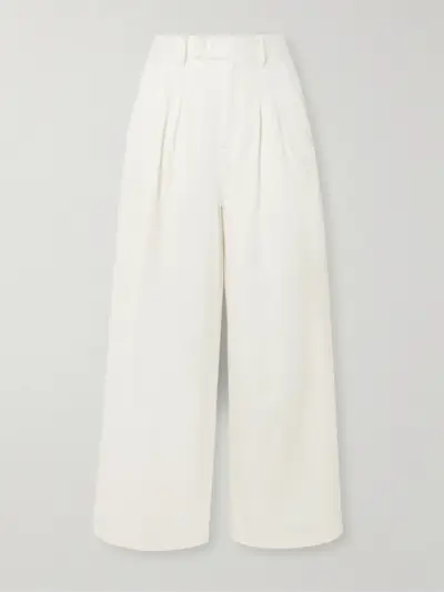 Nolan Pleated Denim Wide-Leg Pants